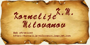 Kornelije Milovanov vizit kartica